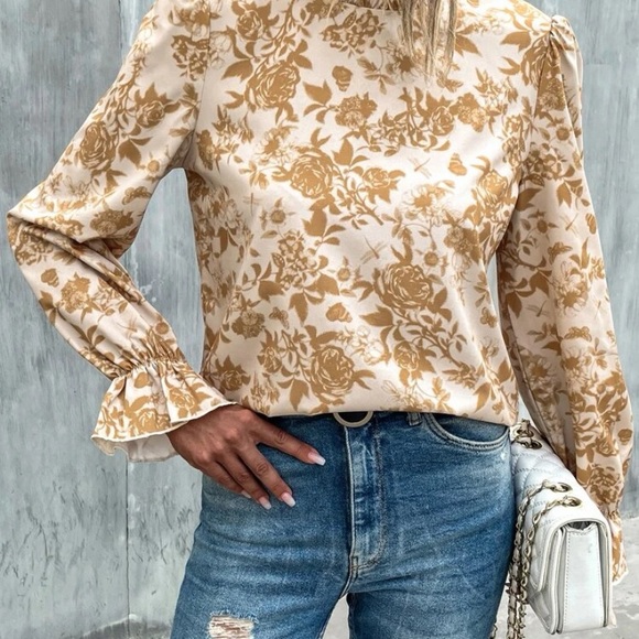 THANKSGIVING FLORAL LONG SLEEVE TOP - Picture 5 of 7